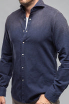 Giannetto Portofino Golden Sand Washed Snap Shirt In Navy Mens - Shirts - Dress