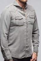 Giannetto Portofino Grey Cliff Western Snap Shirt In Grey Mens - Shirts - Dress