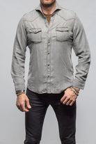 Giannetto Portofino Grey Cliff Western Snap Shirt In Grey Mens - Shirts - Dress