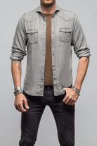 Giannetto Portofino Grey Cliff Western Snap Shirt In Grey Mens - Shirts - Dress