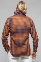 Giannetto Portofino Harmony Check Flannel Shirt In Blue Orange | Mens - Shirts - Dress