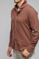 Giannetto Portofino Harmony Check Flannel Shirt In Blue Orange | Mens - Shirts - Dress