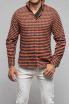 Giannetto Portofino Harmony Check Flannel Shirt In Blue Orange | Mens - Shirts - Dress