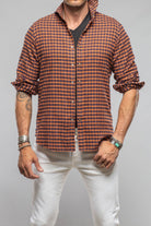 Giannetto Portofino Harmony Check Flannel Shirt In Blue Orange | Mens - Shirts - Dress