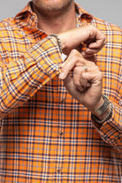 Giannetto Portofino Harmony Check Flannel Shirt In Orange Navy | Mens - Shirts - Dress
