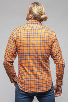 Giannetto Portofino Harmony Check Flannel Shirt In Orange Navy | Mens - Shirts - Dress