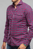 Giannetto Portofino Harmony Check Flannel Shirt In Pink Navy | Mens - Shirts - Dress