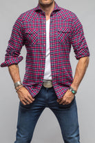 Giannetto Portofino Harmony Check Flannel Shirt In Pink Navy | Mens - Shirts - Dress
