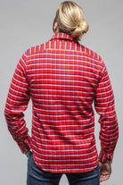Giannetto Portofino Harmony Check Flannel Shirt In Red Navy Mens - Shirts - Dress