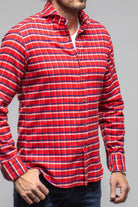 Giannetto Portofino Harmony Check Flannel Shirt In Red Navy Mens - Shirts - Dress