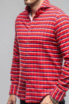 Giannetto Portofino Harmony Check Flannel Shirt In Red Navy Mens - Shirts - Dress