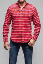 Giannetto Portofino Harmony Check Flannel Shirt In Red Navy Mens - Shirts - Dress