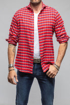 Giannetto Portofino Harmony Check Flannel Shirt In Red Navy Mens - Shirts - Dress