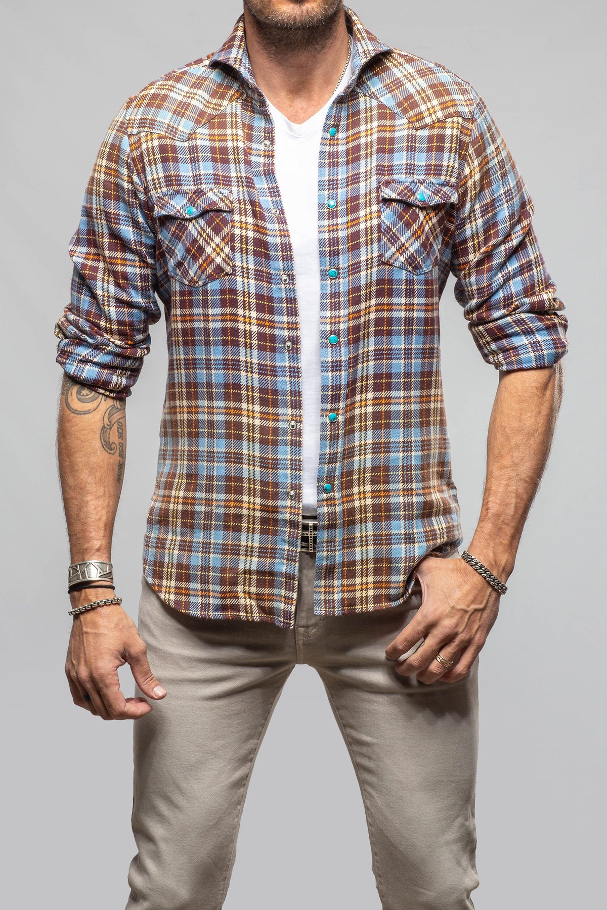 Kempten Western Snap Shirt In Blue - AXEL'S