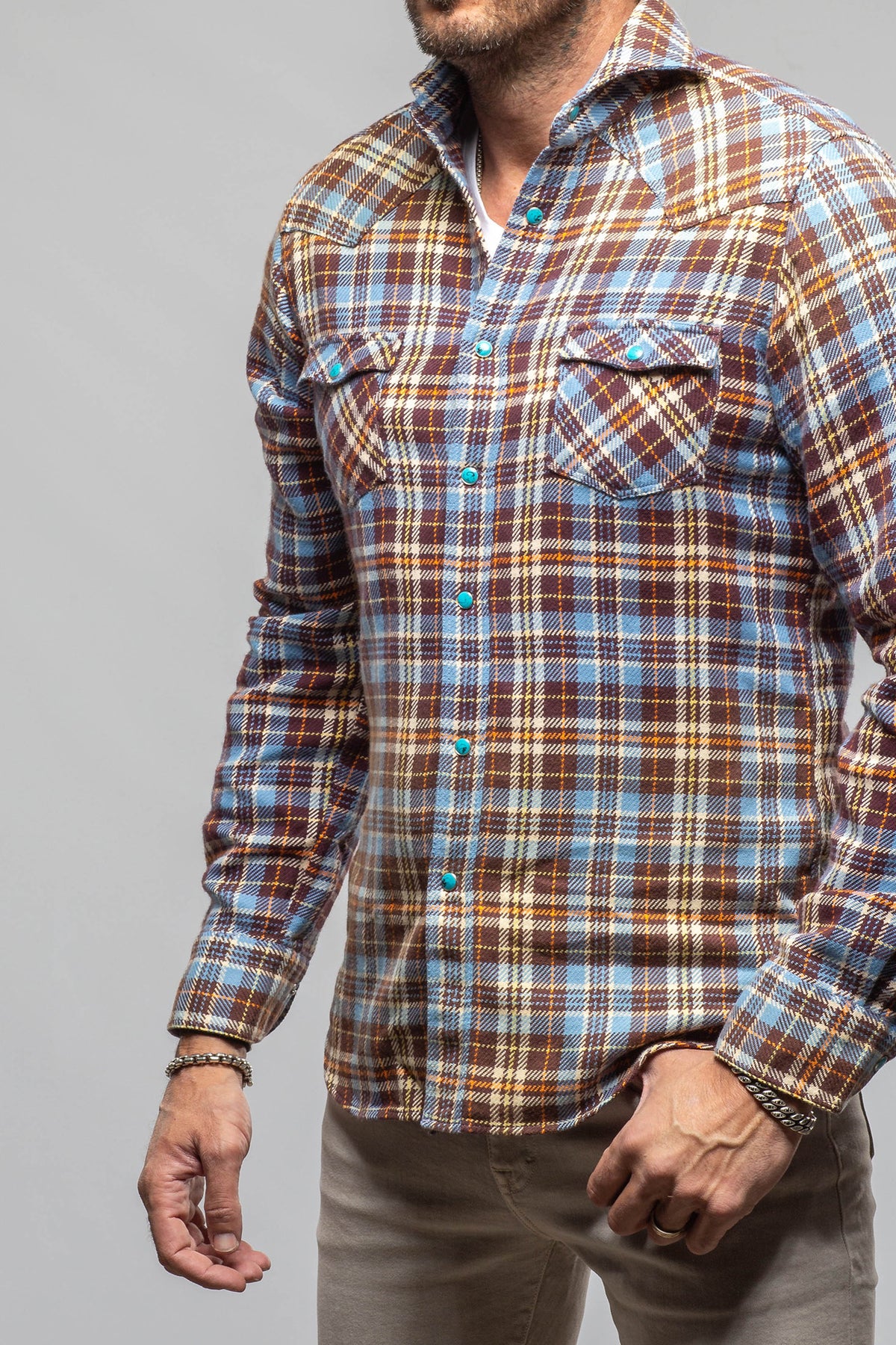 Kempten Western Snap Shirt In Blue - AXEL'S