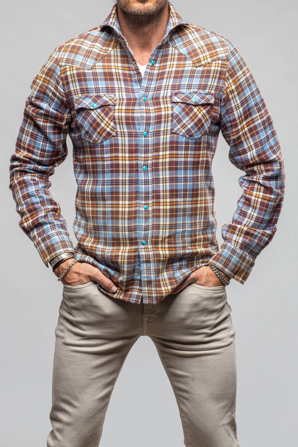 Kempten Western Snap Shirt In Blue - AXEL'S