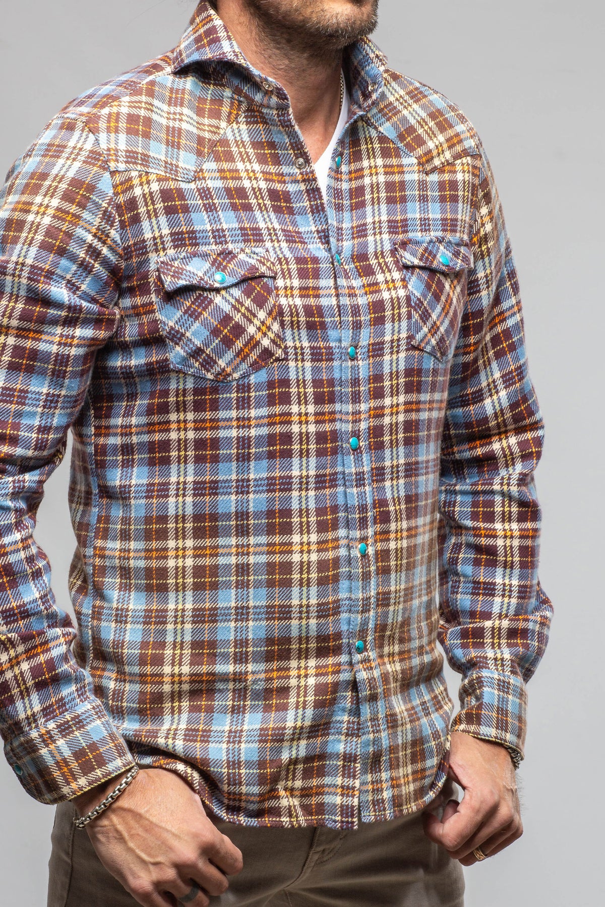 Kempten Western Snap Shirt In Blue - AXEL'S