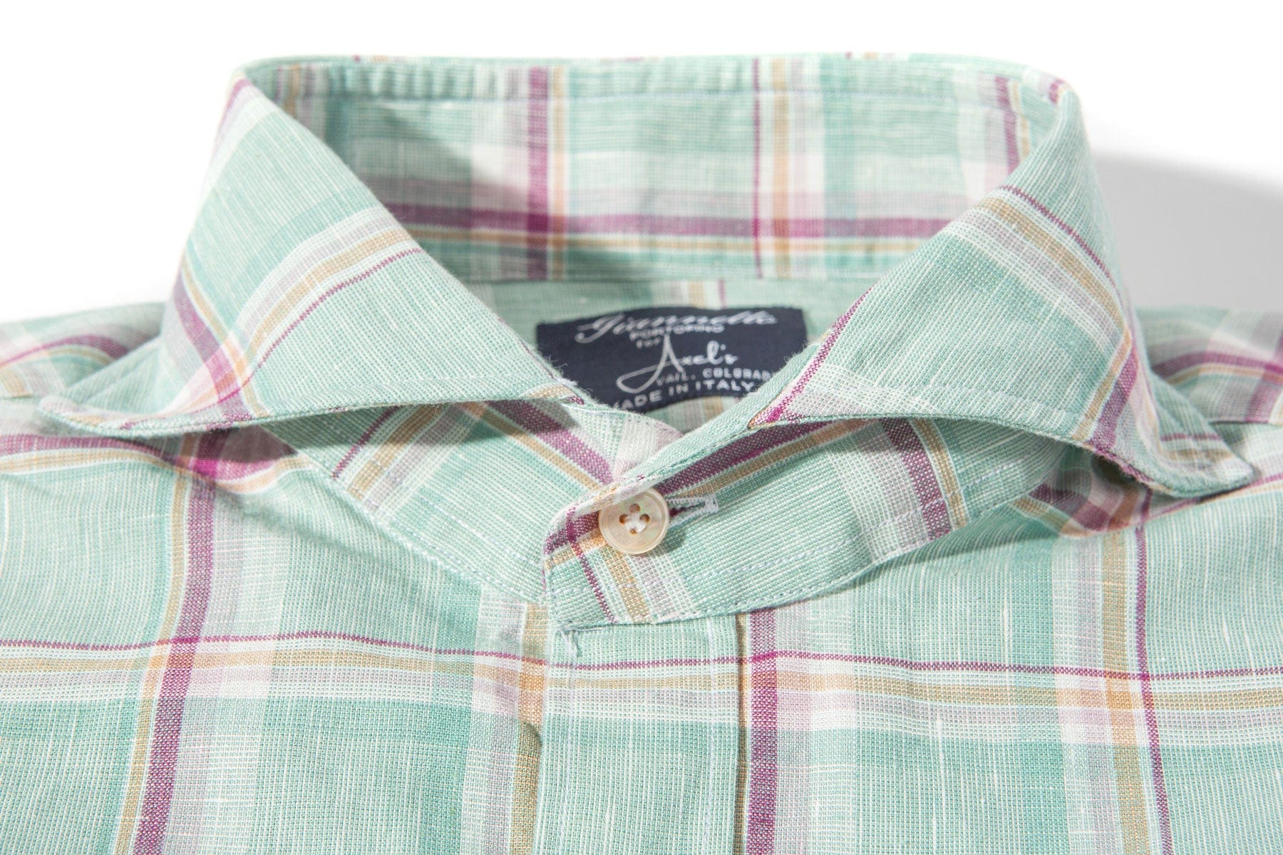 Giannetto Portofino Kirin Cotton Linen Check Shirt In Green Mens - Shirts - Dress