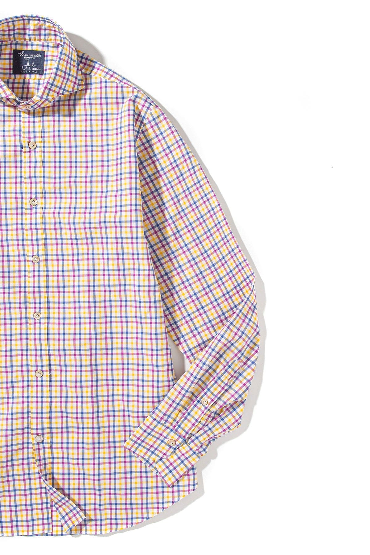 Giannetto Portofino Knob Cotton Check Shirt In Multi Mens - Shirts - Dress