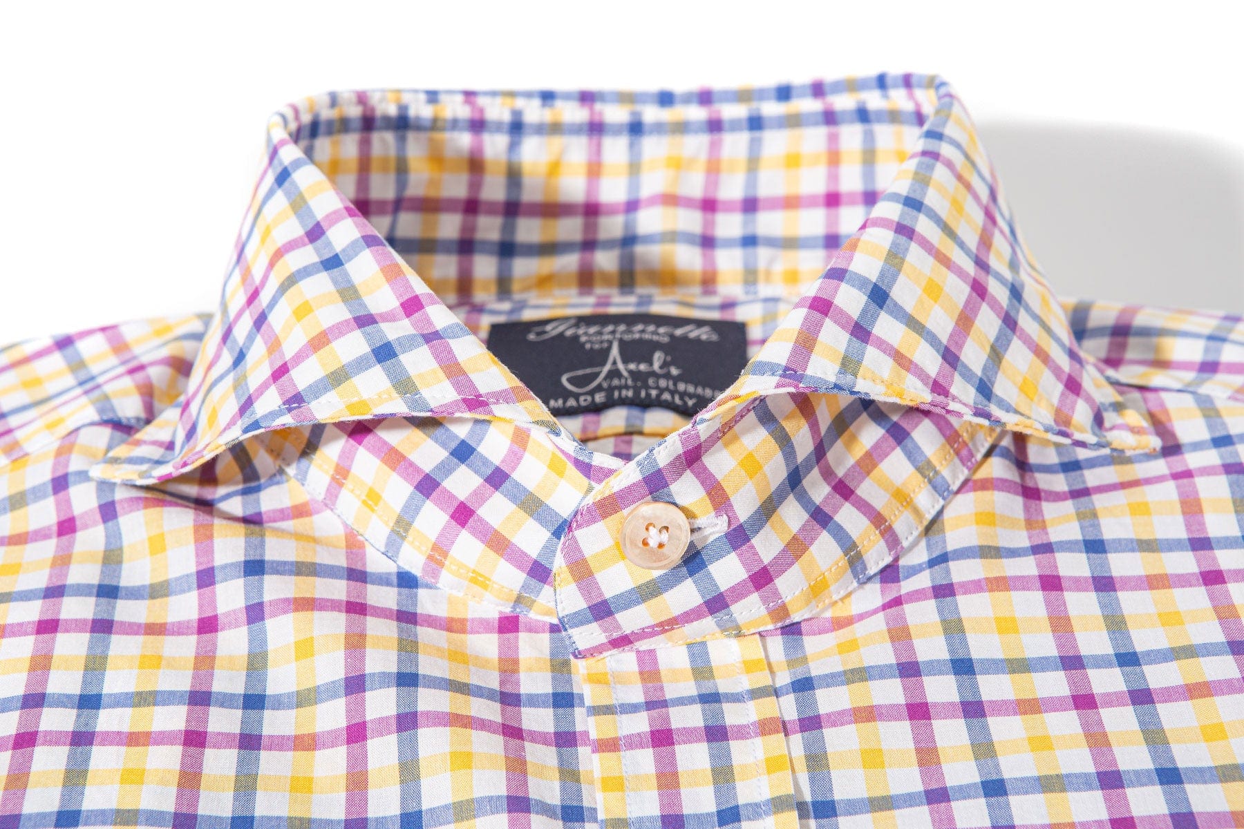 Giannetto Portofino Knob Cotton Check Shirt In Multi Mens - Shirts - Dress