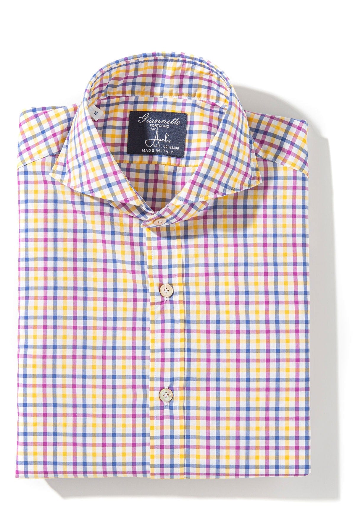 Giannetto Portofino Knob Cotton Check Shirt In Multi Mens - Shirts - Dress