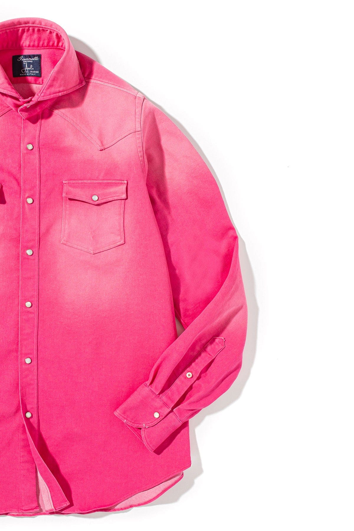Giannetto Portofino Rebel Western Cotton Stretch Shirt In Fuchsia Mens - Shirts - Dress