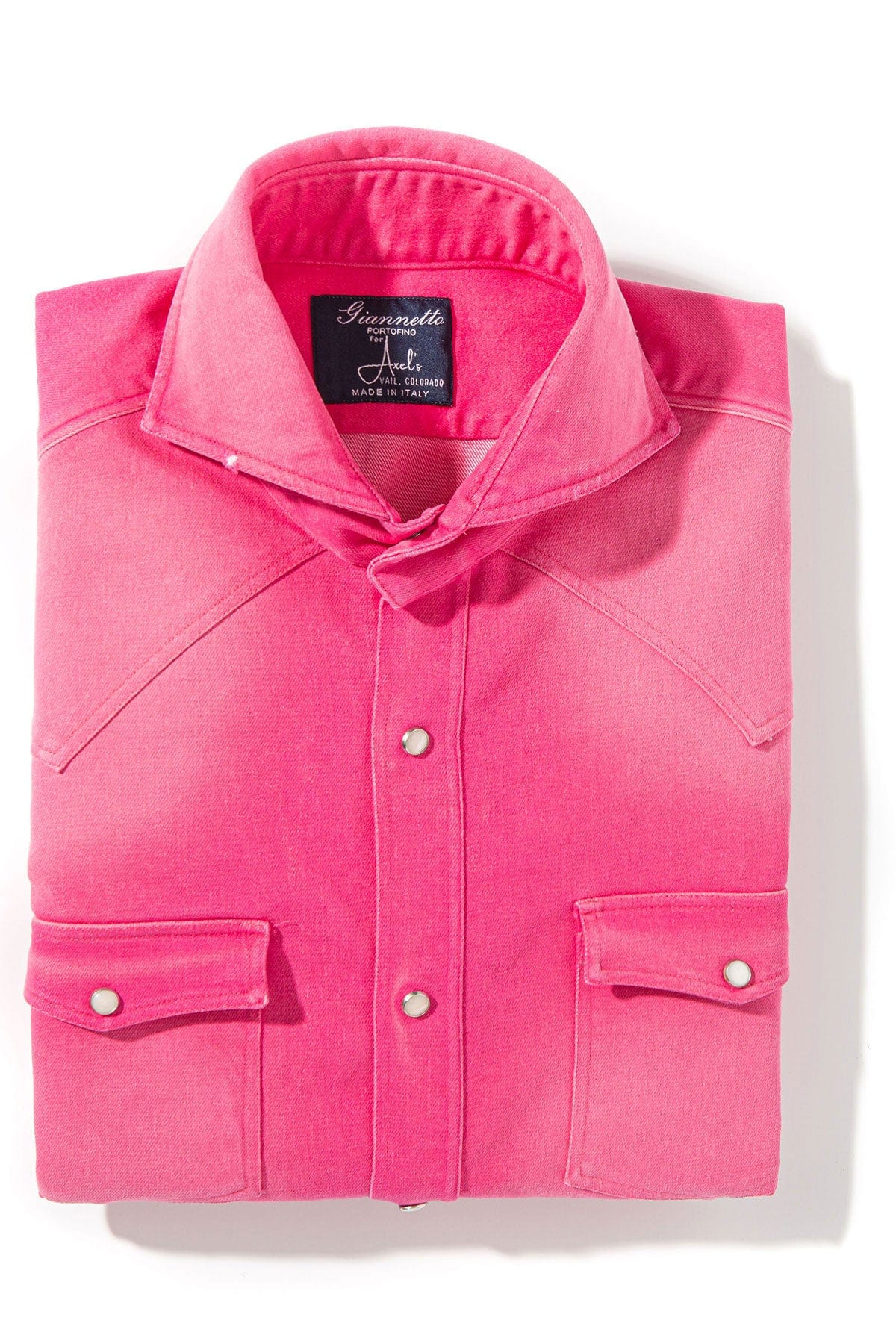 Giannetto Portofino Rebel Western Cotton Stretch Shirt In Fuchsia Mens - Shirts - Dress