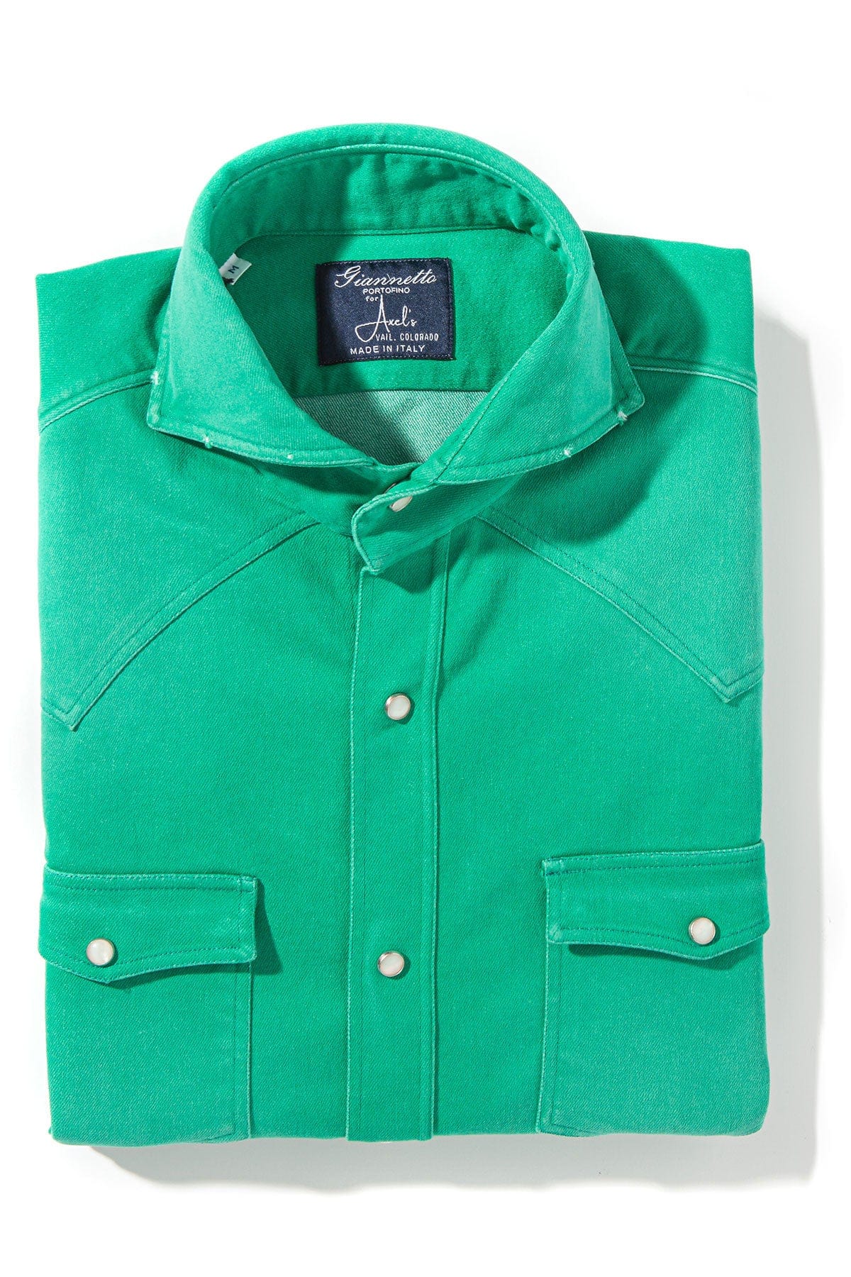 Giannetto Portofino Rebel Western Cotton Stretch Shirt In Green Mens - Shirts - Dress