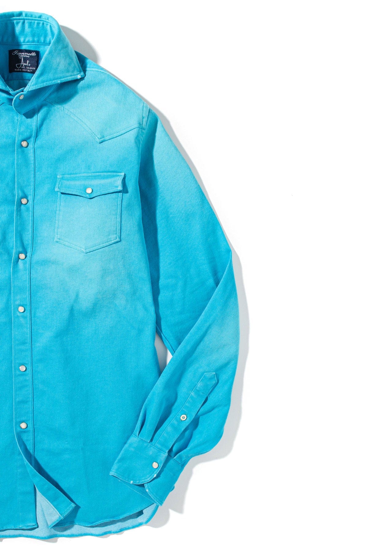 Giannetto Portofino Rebel Western Cotton Stretch Shirt In Lt. Blue Mens - Shirts - Dress