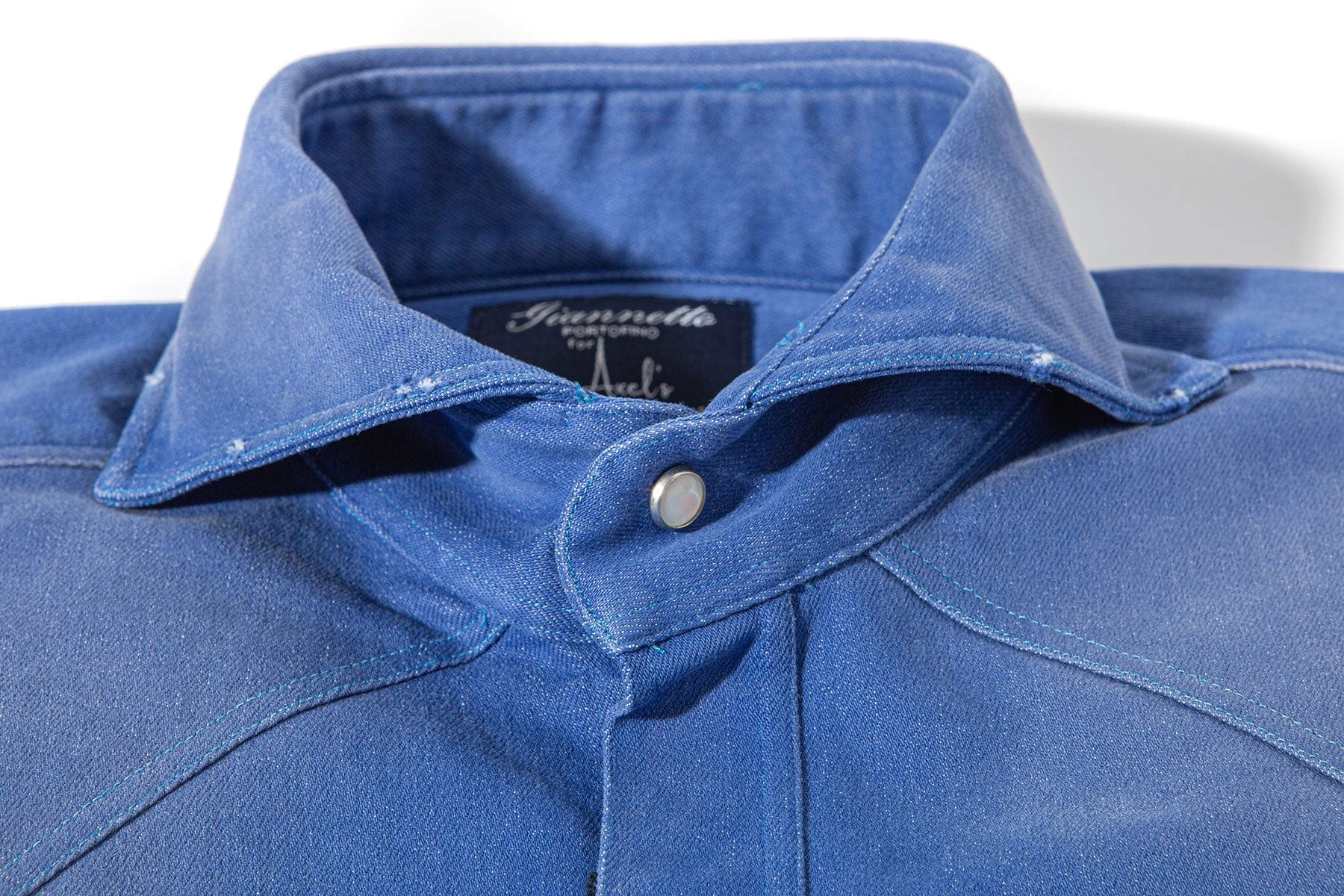 Giannetto Portofino Rebel Western Cotton Stretch Shirt In Sky Blue Mens - Shirts - Dress