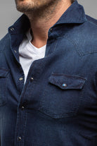 Round Rock Chambray Western Snap Shirt In Dark Blue - AXEL'S