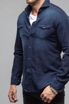 Round Rock Chambray Western Snap Shirt In Dark Blue - AXEL'S