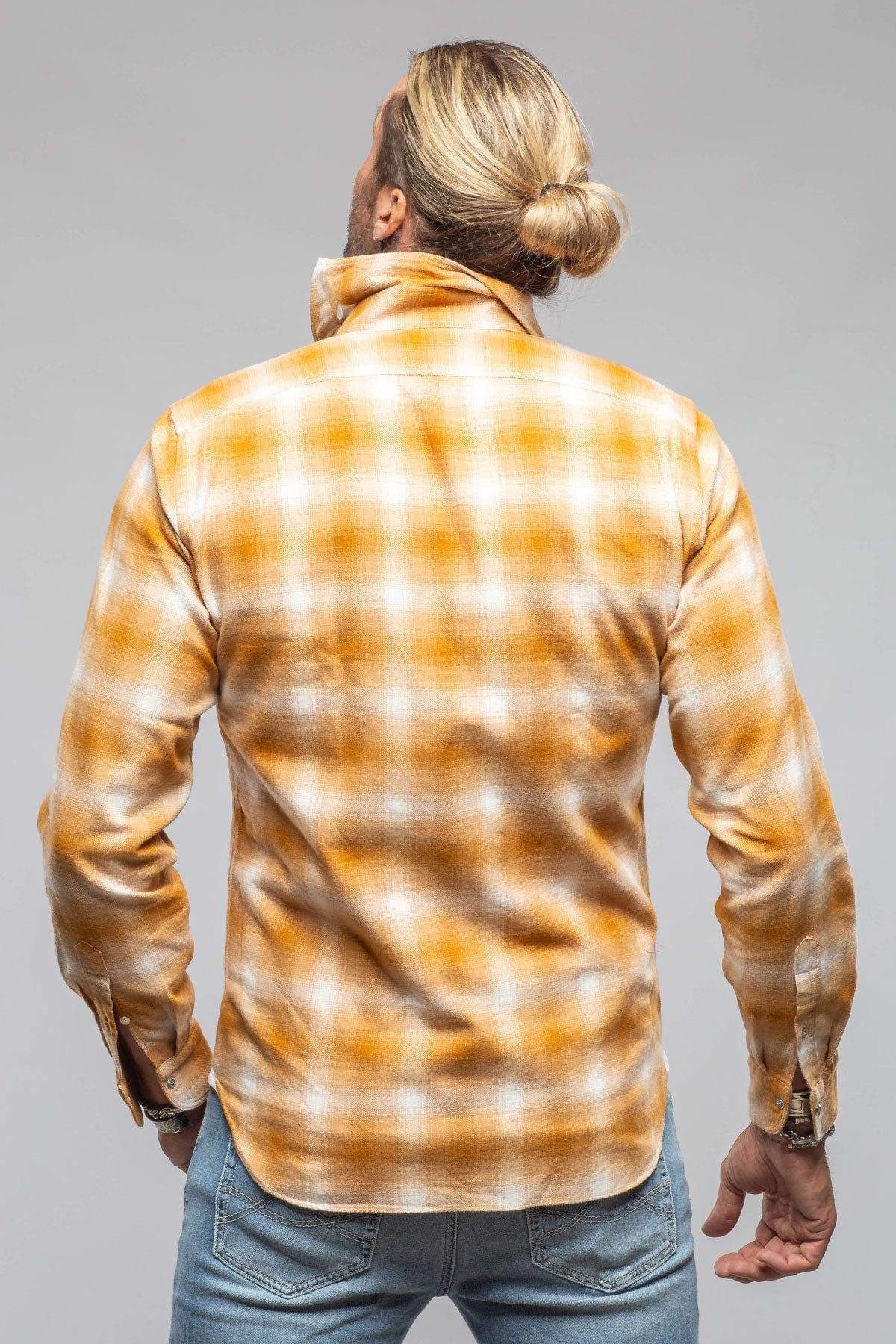 Giannetto Portofino Secluded Washed Western Snap Shirt In Yellow