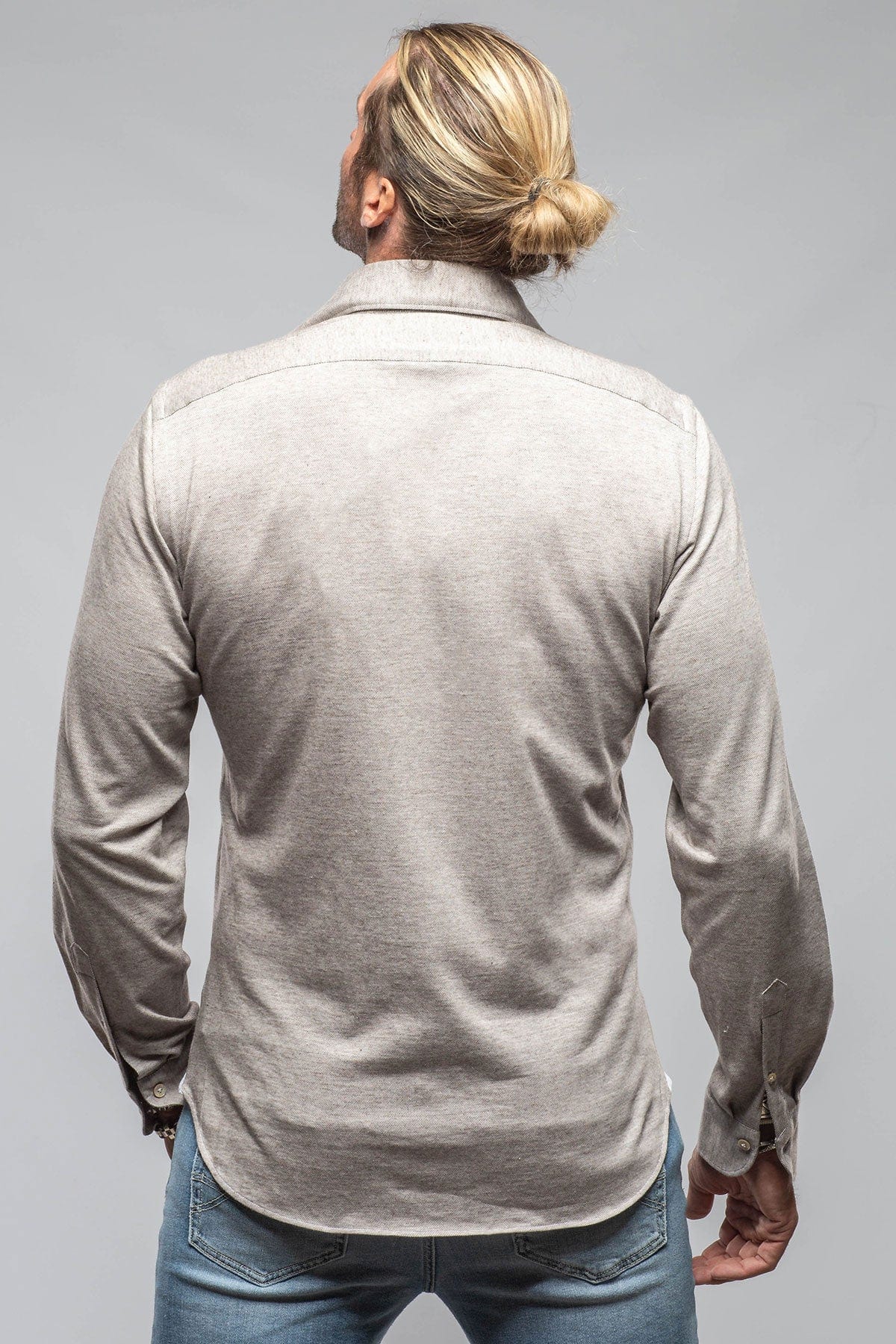 Giannetto Portofino Serenity Cotton Cashmere Jersey In Brown | Mens - Shirts - Dress
