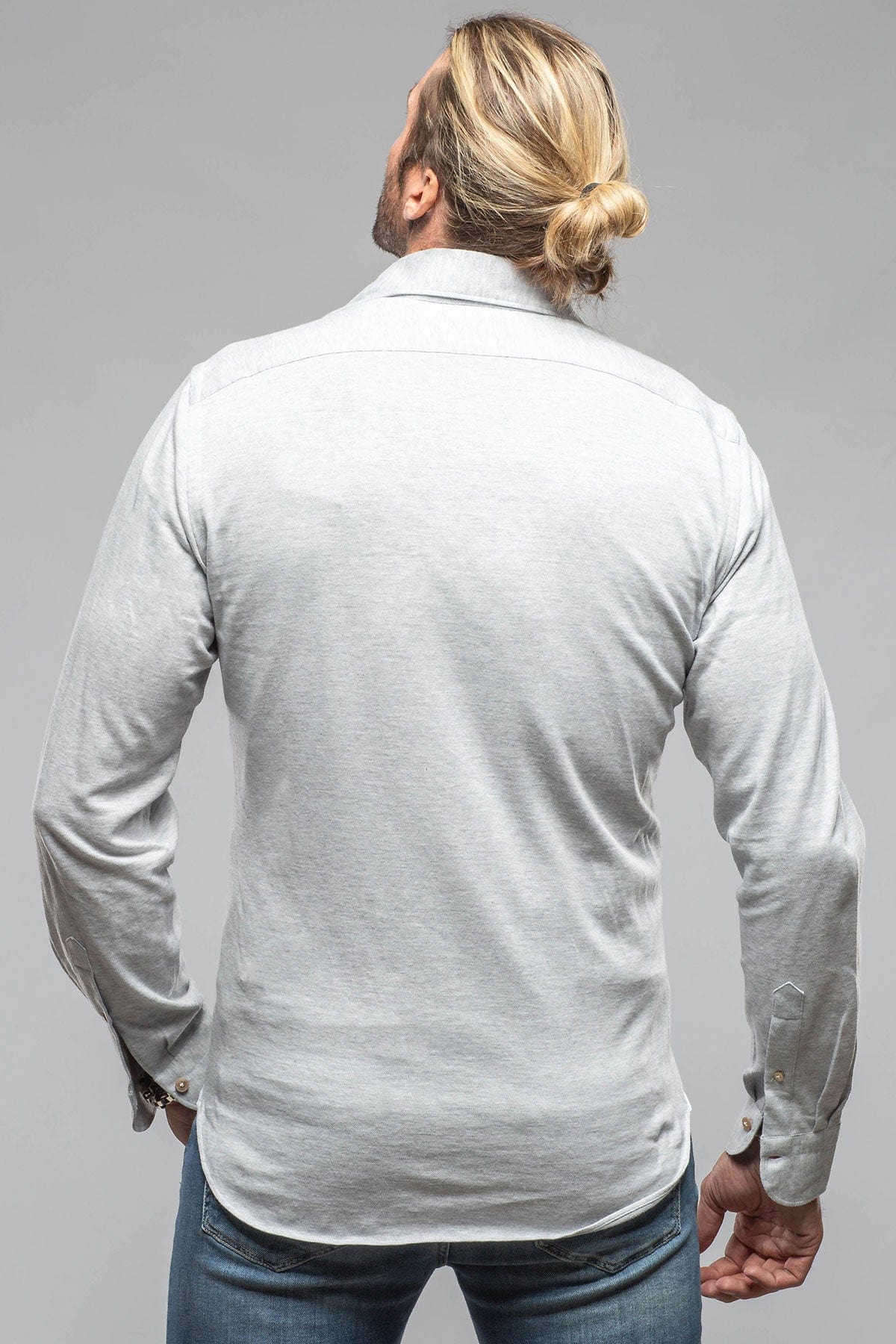Giannetto Portofino Serenity Cotton Cashmere Jersey In Grey | Mens - Shirts - Dress