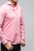 Giannetto Portofino Stanovoy Solid Brushed Cotton Shirt In Dark Pink Mens - Shirts - Dress