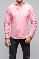Giannetto Portofino Stanovoy Solid Brushed Cotton Shirt In Dark Pink Mens - Shirts - Dress