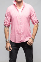 Giannetto Portofino Stanovoy Solid Brushed Cotton Shirt In Dark Pink Mens - Shirts - Dress