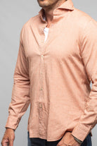 Giannetto Portofino Stanovoy Solid Brushed Cotton Shirt In Orange Mens - Shirts - Dress