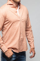 Giannetto Portofino Stanovoy Solid Brushed Cotton Shirt In Orange Mens - Shirts - Dress
