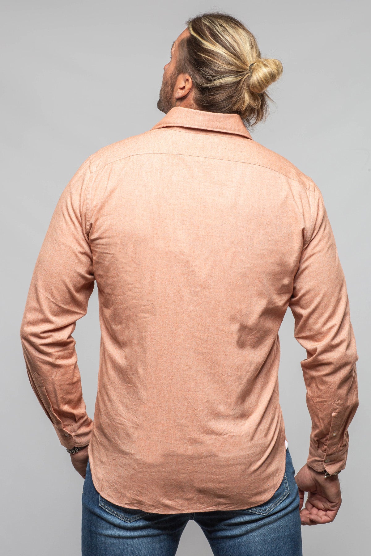 Giannetto Portofino Stanovoy Solid Brushed Cotton Shirt In Orange Mens - Shirts - Dress