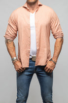 Giannetto Portofino Stanovoy Solid Brushed Cotton Shirt In Orange Mens - Shirts - Dress