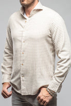Giannetto Portofino Starlight Soft Cotton Shirt In Beige Tan Check Mens - Shirts - Dress