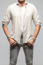 Giannetto Portofino Starlight Soft Cotton Shirt In Beige Tan Check Mens - Shirts - Dress