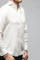 Giannetto Portofino Starlight Soft Cotton Shirt In Beige White Check Mens - Shirts - Dress