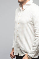 Giannetto Portofino Starlight Soft Cotton Shirt In Beige White Check Mens - Shirts - Dress