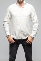 Giannetto Portofino Starlight Soft Cotton Shirt In Beige White Check Mens - Shirts - Dress