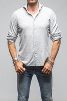 Giannetto Portofino Starlight Soft Cotton Shirt In Grey Tan Check | Mens - Shirts - Dress