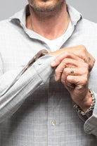 Giannetto Portofino Starlight Soft Cotton Shirt In Grey Tan Check | Mens - Shirts - Dress