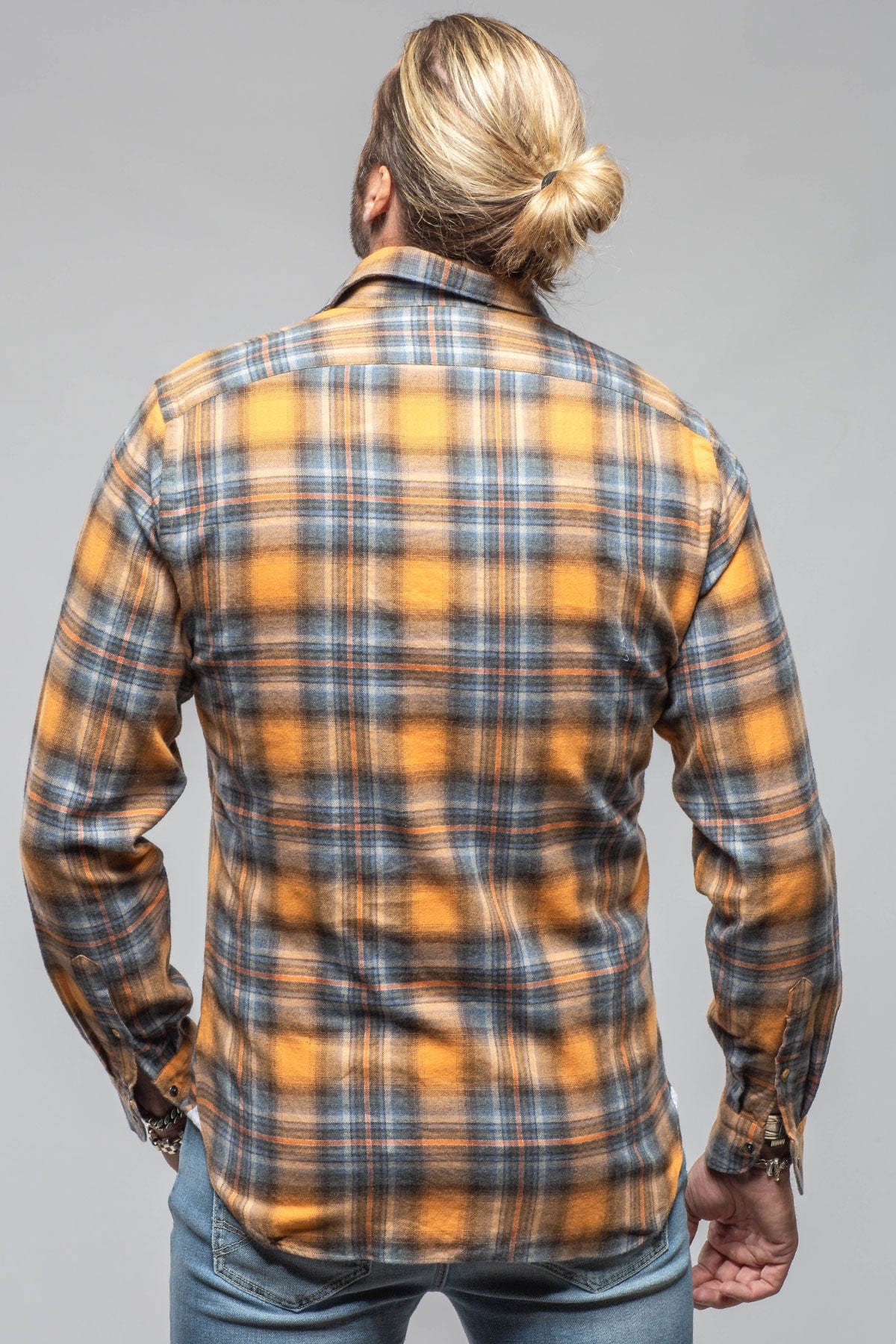Giannetto Portofino Sunbeam Cotton Check Shirt In Orange Blue Mens - Shirts - Dress